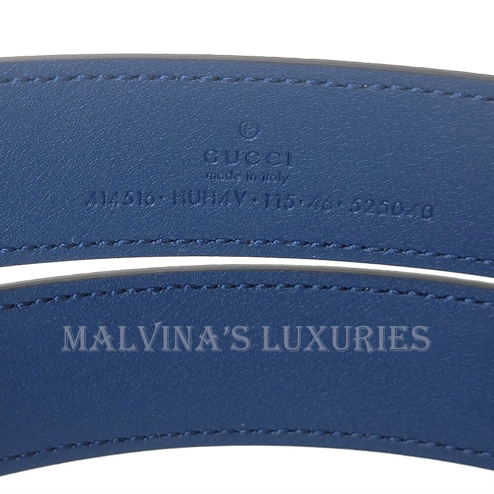 GUCCI BELT 414516 GG LOGO SUPREME MONOGRAM BLUE MARMONT BUCKLE UNISEX 115 / 46 - Picture 13 of 16